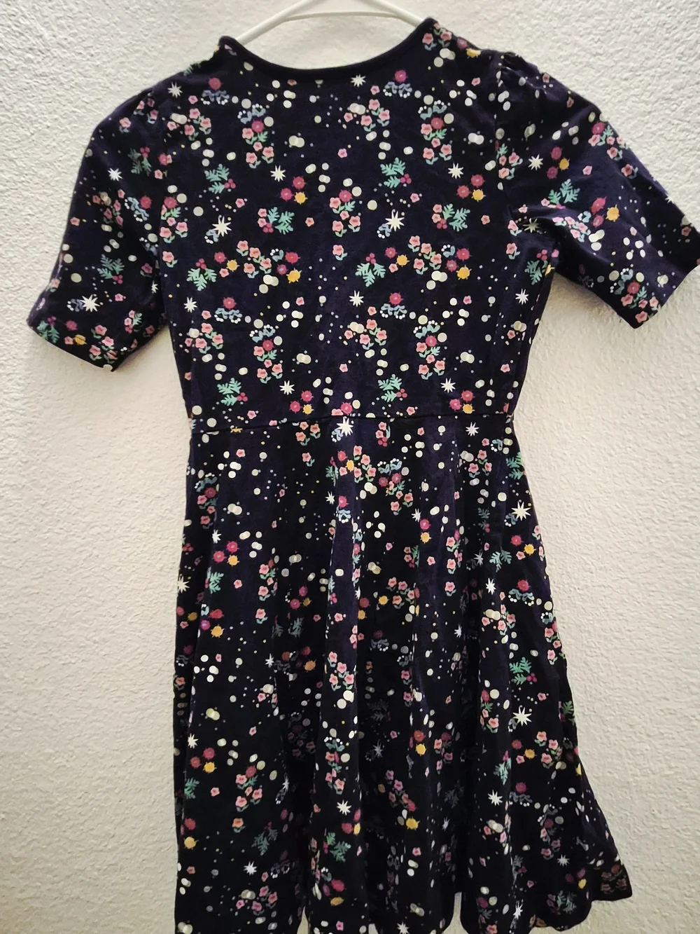 Hanna Andersson Navy Floral Short-Sleeve Fit-and-Flare Dress